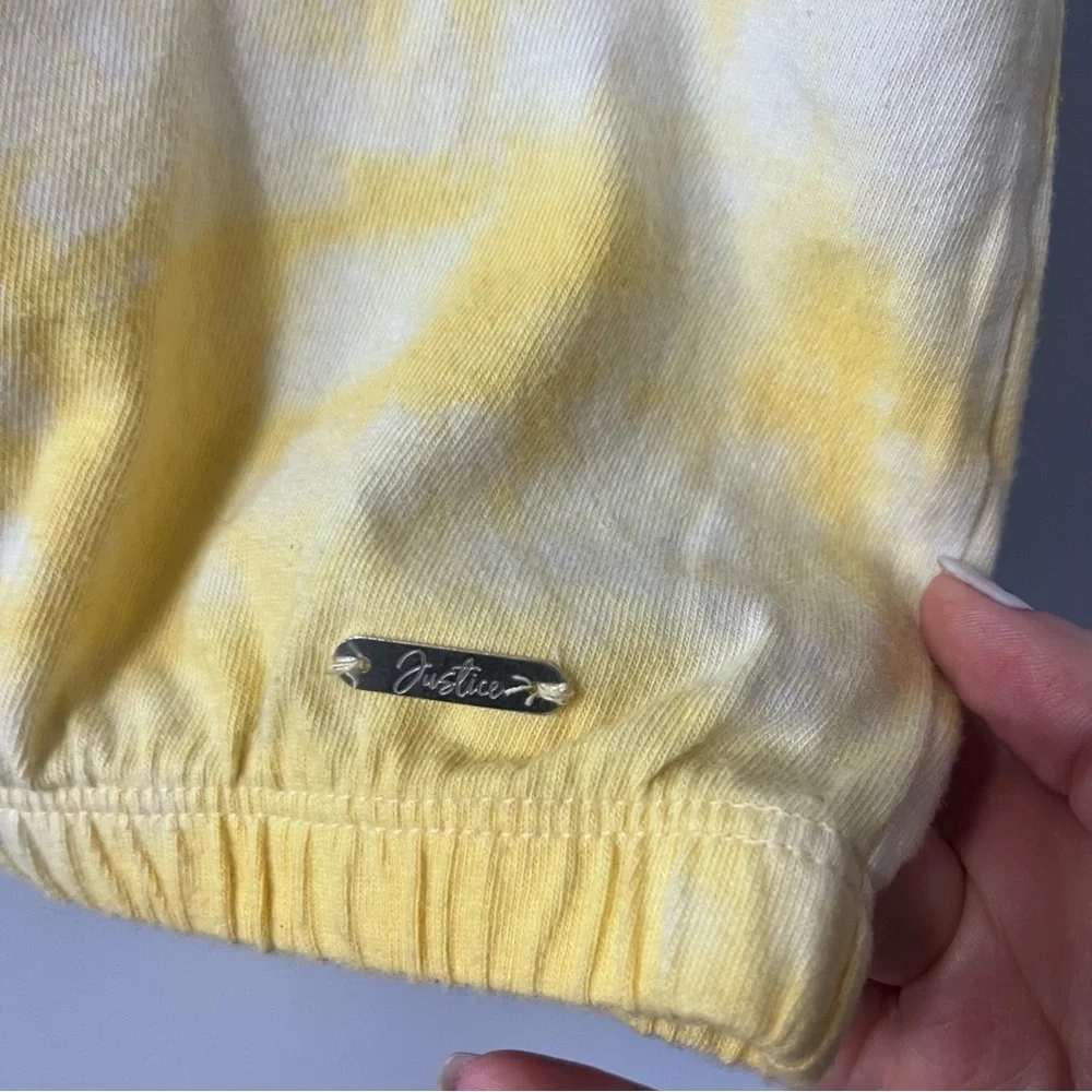 Justice‎ Girls Size xl plus yellow tie dye cinch bottom polo summer embroidered